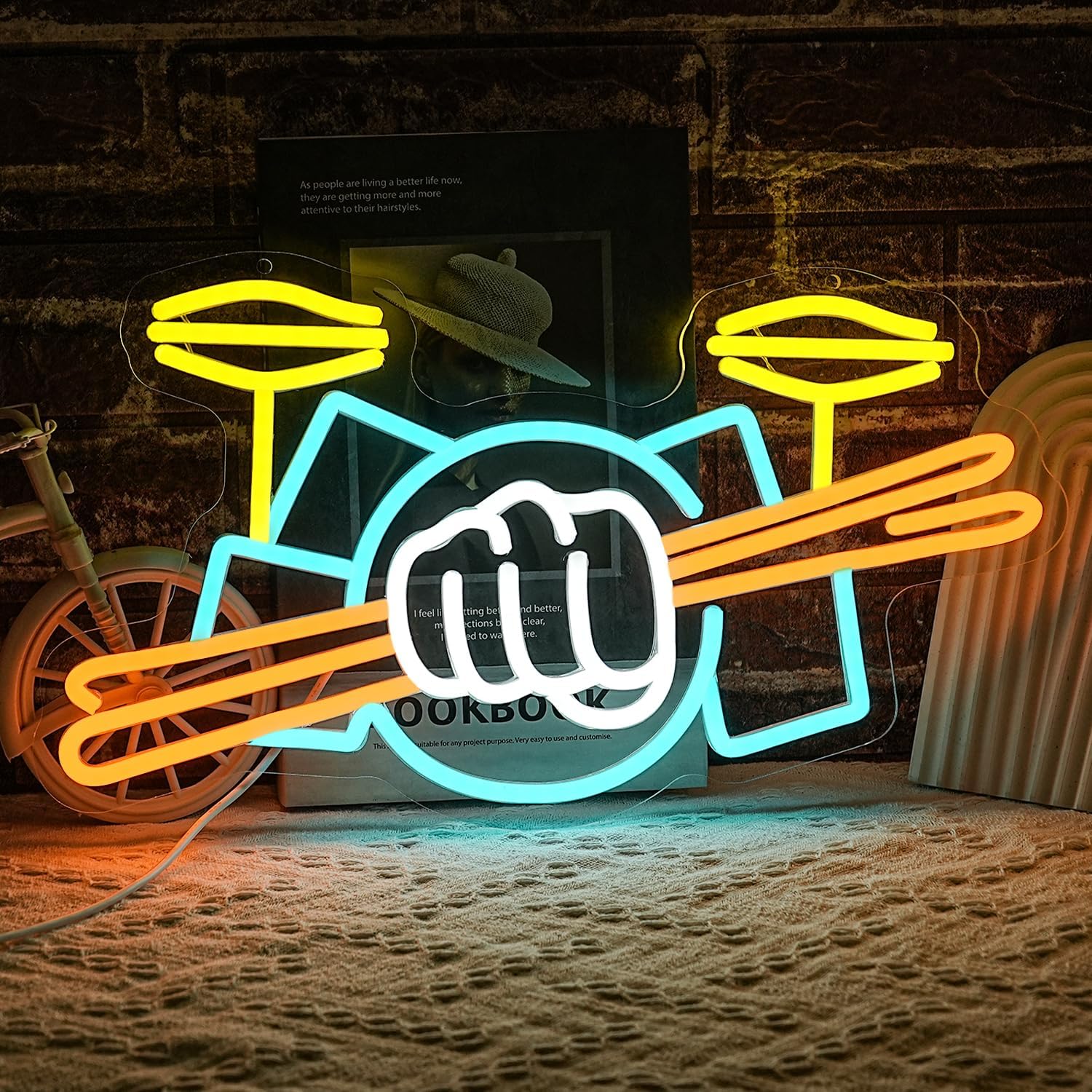 Drum Set Neon Sign USB Powered - Photography Lighting Meter review and price