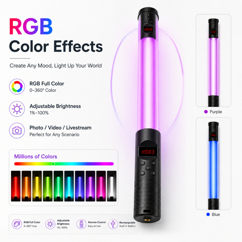 RGB Handheld Video Light Wand, - Photography Lighting Description review and price